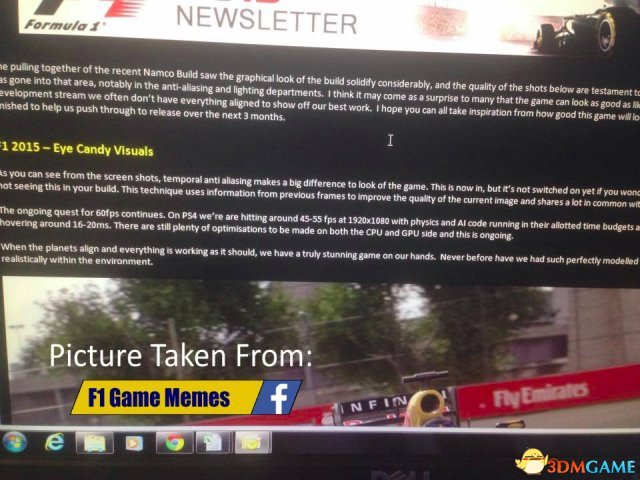 展示了《F1 2015》在PS4上运