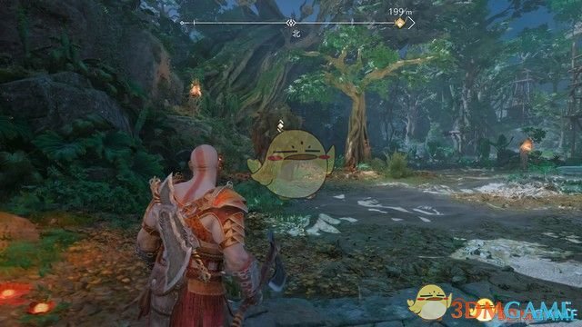 来到开阔区会看到boss“森林魔像”